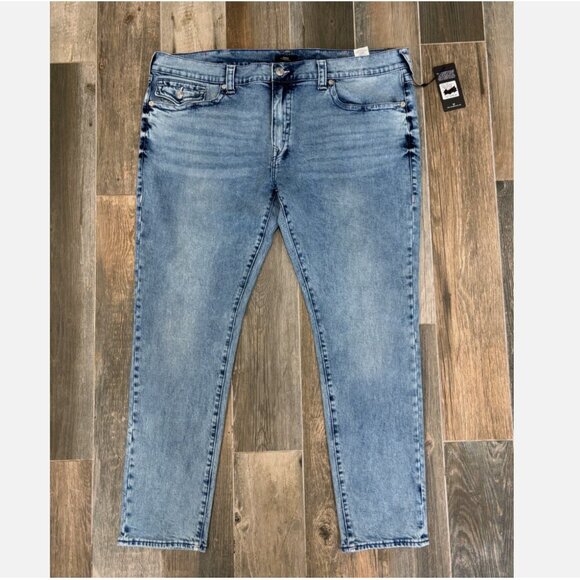 TRUE RELIGION ROCCO LIGHT SHAKER SKINNY JEAN FLAP 44 X 32 NWT *READ FLAWED $159 - Picture 1 of 10